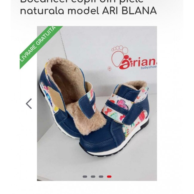 Bocancei copii din piele naturala model HUNTER-BLU