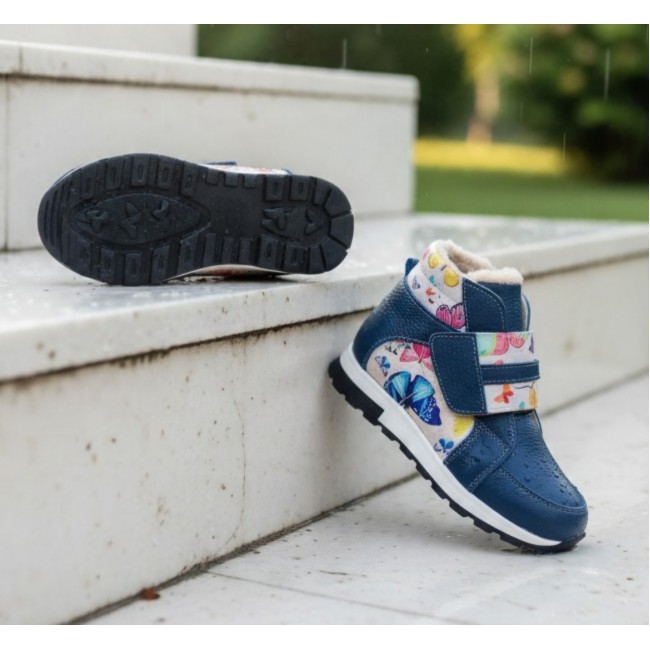 Bocancei copii din piele naturala model HUNTER-BLU