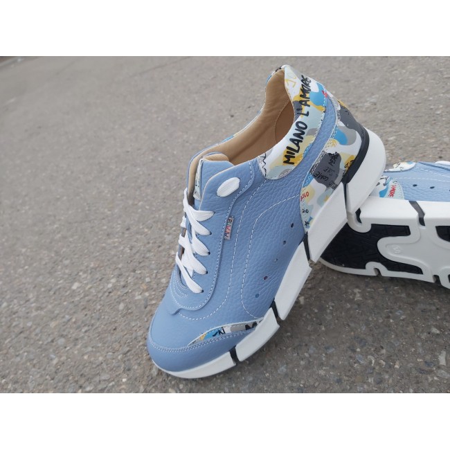 Lady genuine leather sneakers model BLUE
