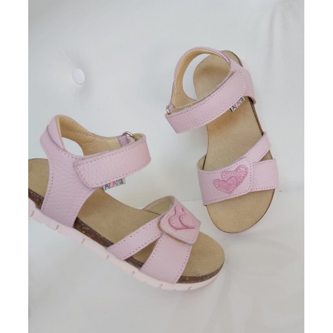 Sandale pentru fete din piele naturala model PINK HEART