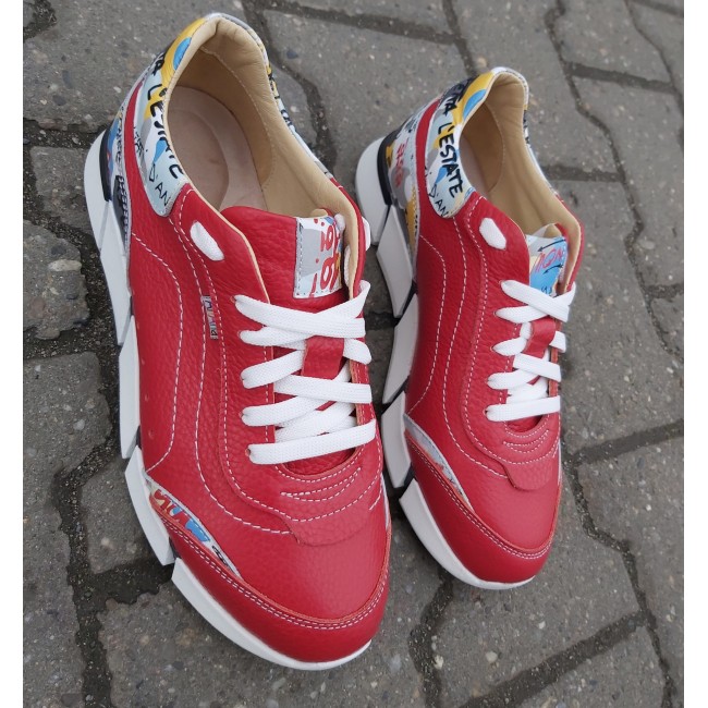 Lady genuine leather sneakers model RED