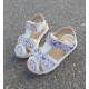 Natural leather kids shoes model WHITE FLOWERS