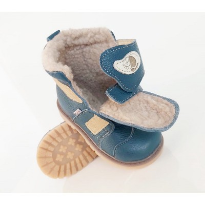 Cizmulite pentru copii din piele naturala,imblanite model OLAF