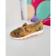 Balerini fete din piele naturala model PYTHONE YELLOW