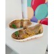 Balerini fete din piele naturala model PYTHONE YELLOW