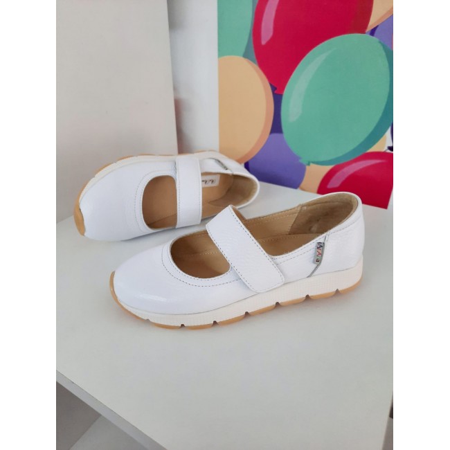 Balerini fete din piele naturala model WHITEY