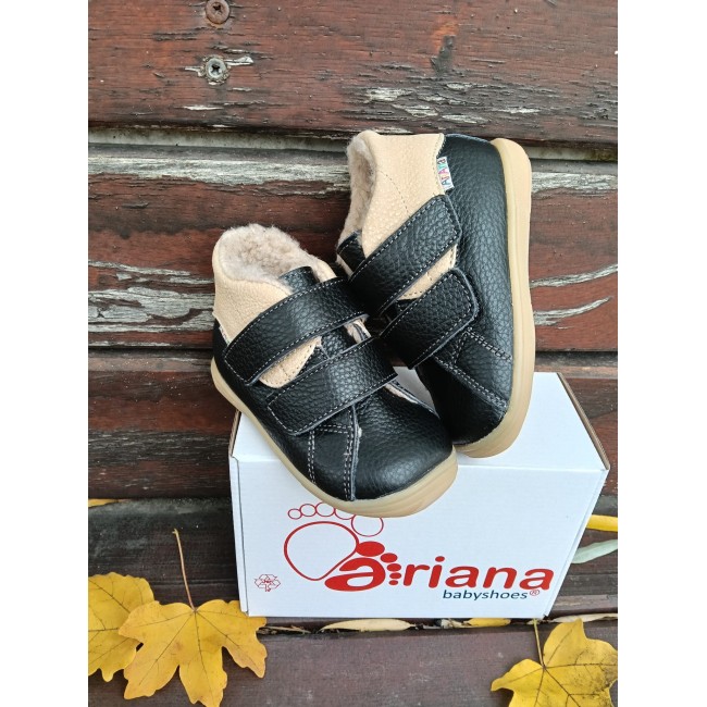 Ghete fete BAREFOOT din piele naturala model BLACK