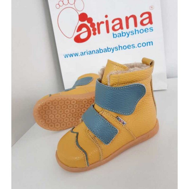 Natural leather kids boots model YELLOW