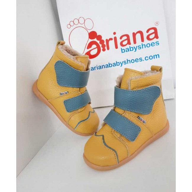 Natural leather kids boots model YELLOW