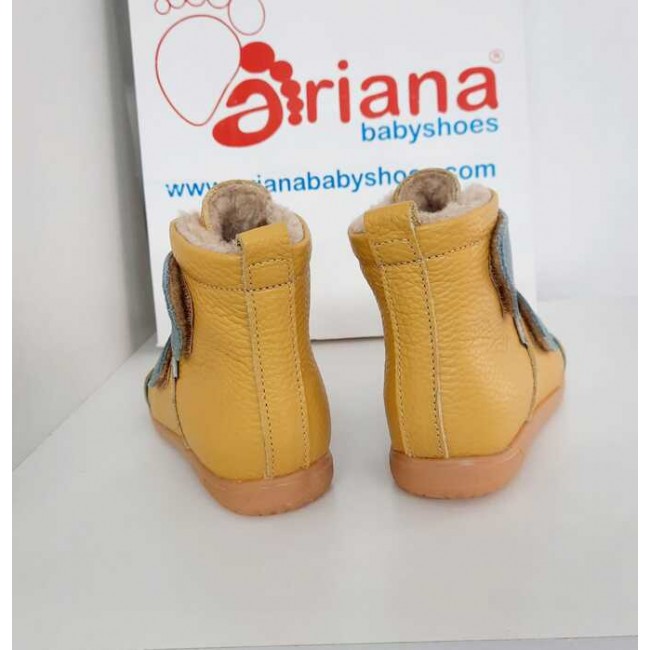 Natural leather kids boots model YELLOW